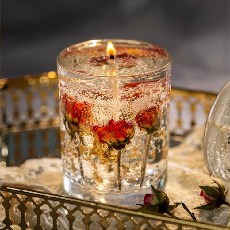 Home Decoration Clear Transparent Gel Wax Candles Glass Cup Aromatherapy Scented Candles_candels