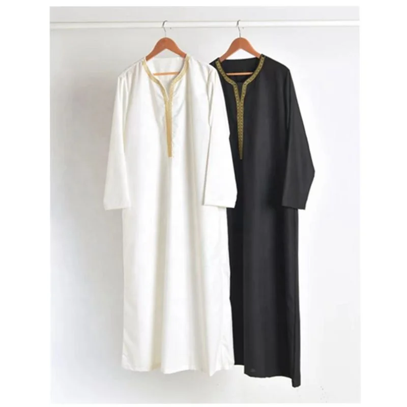 Africa Ethnic Style Youth Men Muslim Dubai Fashion Casual Long Shirt Dress Daffah Abaya Thobes Islamic Clothing Ramadan Men Robe