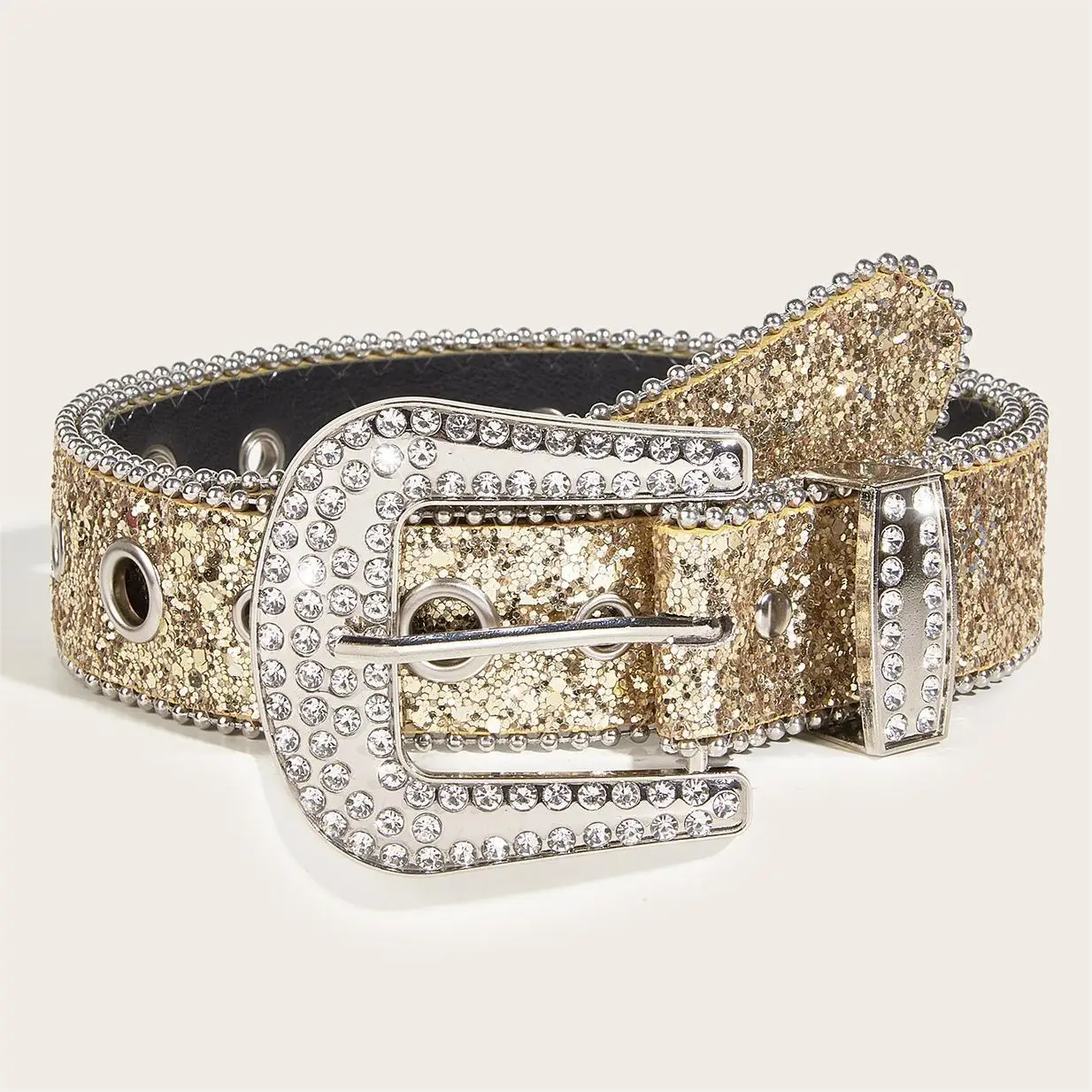 Bb Simon Diamond Rhinestone PU Leather Belt OEM Y2K Rhinestone Belt