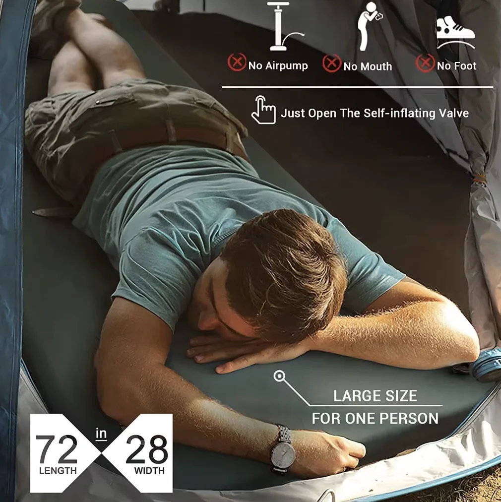 SOLO WILD Waterproof Thickness Self Inflating Air Pad Sleeping Mats Travel Mattress for Camping Picnic Outdoor