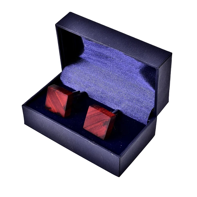 new arrival custom mens square wood cufflinks gift set with box