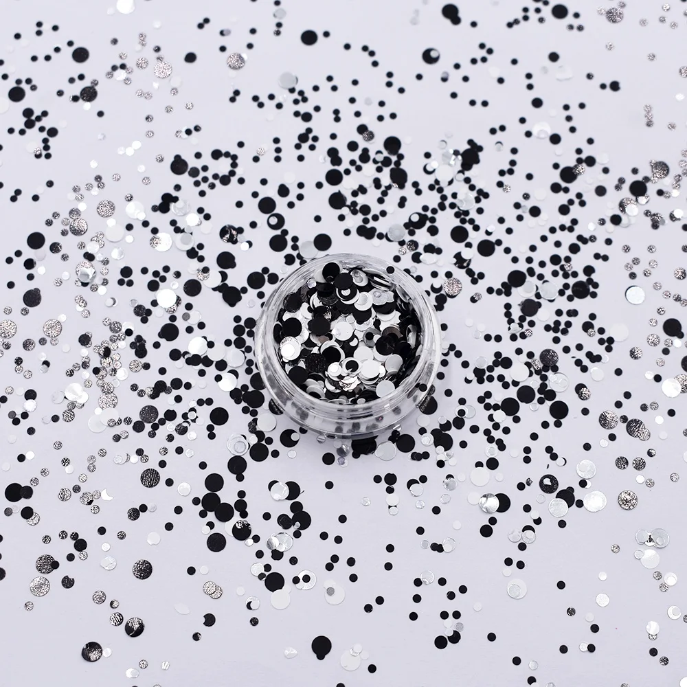 1mm 2mm 3mm black and white mixes dots  Glitter for nail  body