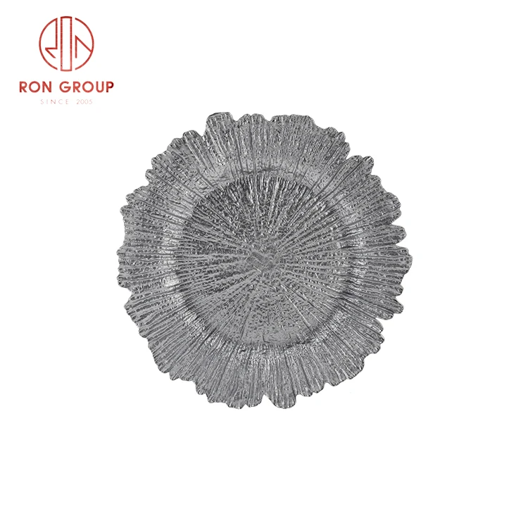 Free sample decorative glass plate gold supplier wedding glass gold