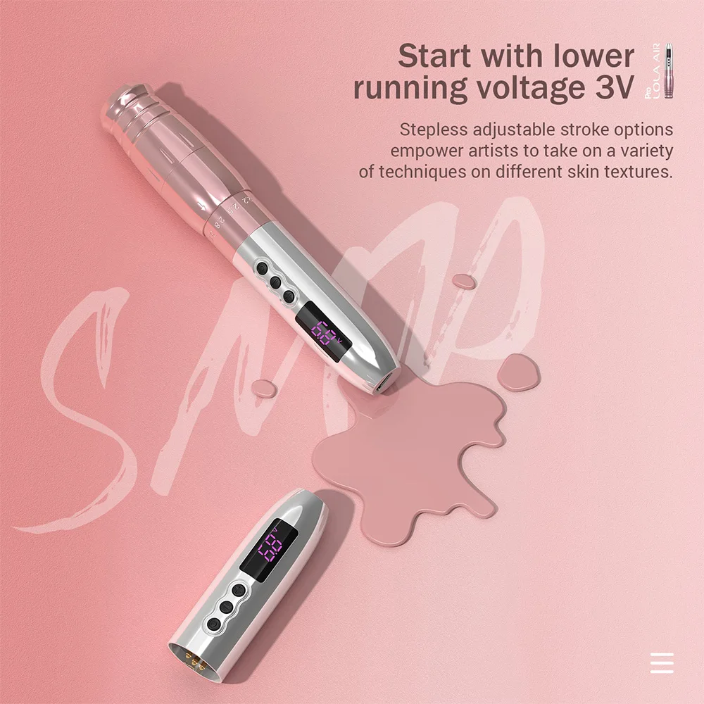 EZ POPU Lola Air Pro Stepless Adjustable Stroke 1000mAh Battery Custom Electric Wireless SMP PMU Machine for Permanent Makeup