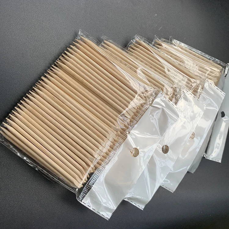 Double Headed Orange Mini Wood Stick Dead Skin Pusher Remover Nail Clean Manicure Sticks Disposable Wooden Nail Cuticle Pusher