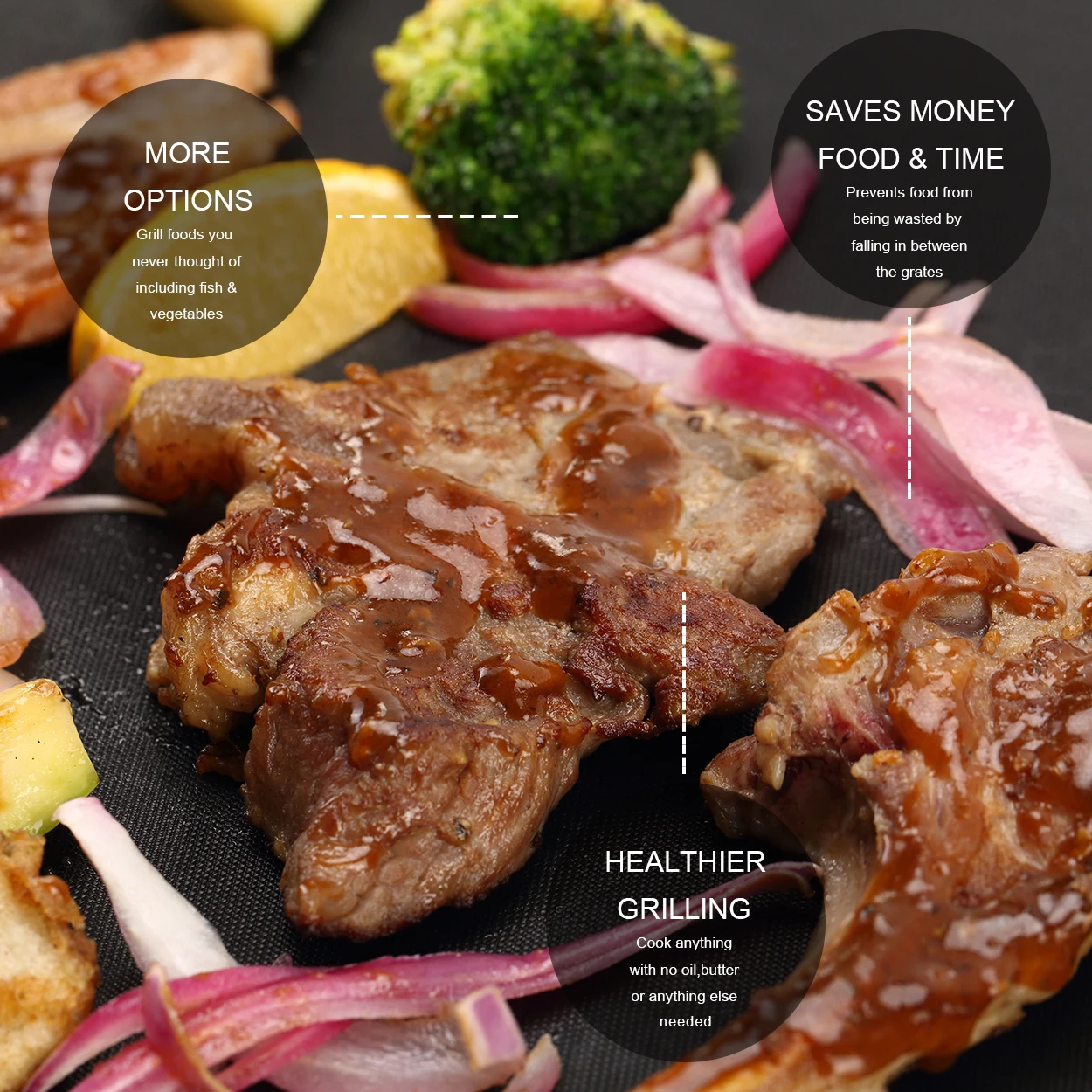 0.2mm Thickness Reusable FireProof Food Grade BBQ Mat Grill Mat