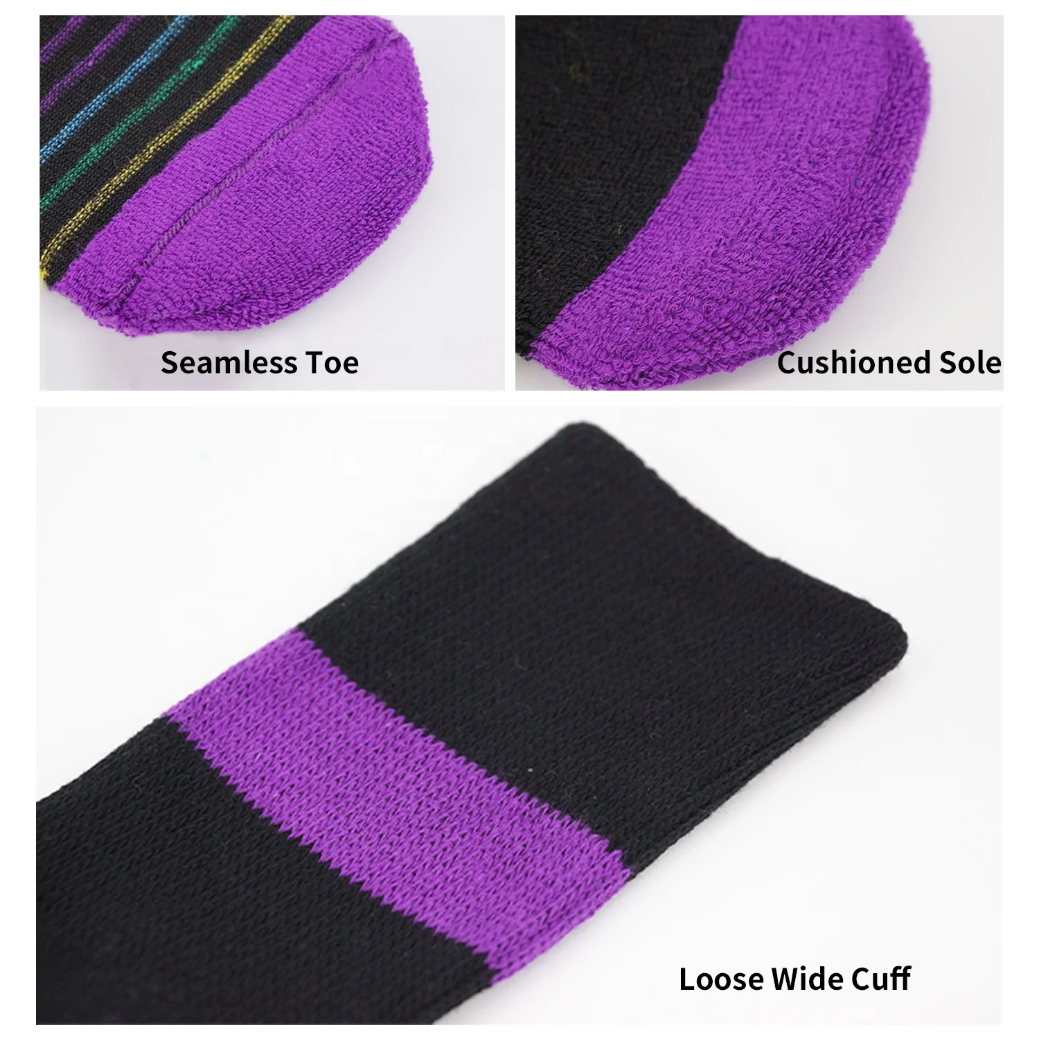 Custom Non-binding Loose Unisex Crew Socks Breathable Seamless Diabetic Socks Medical Socks