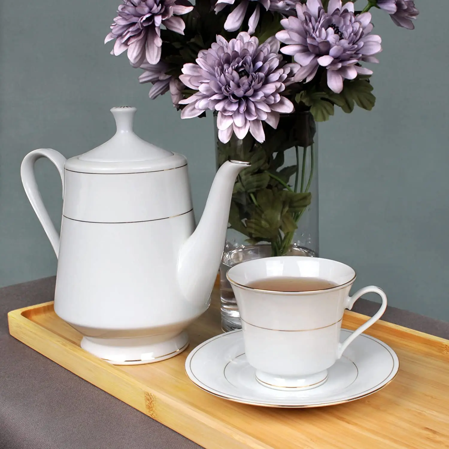 High Quality Bamboo Tray for Cake Food Tea Set Server Dishes Custom Wooden Serving Tray Kitchen Accessories