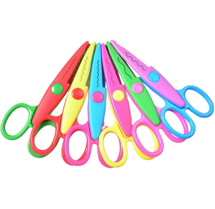 
Plastic Child-Safe Scissor Set Colorful Decorative Paper Edge Scissor Set for Children Art Craft Supplies 