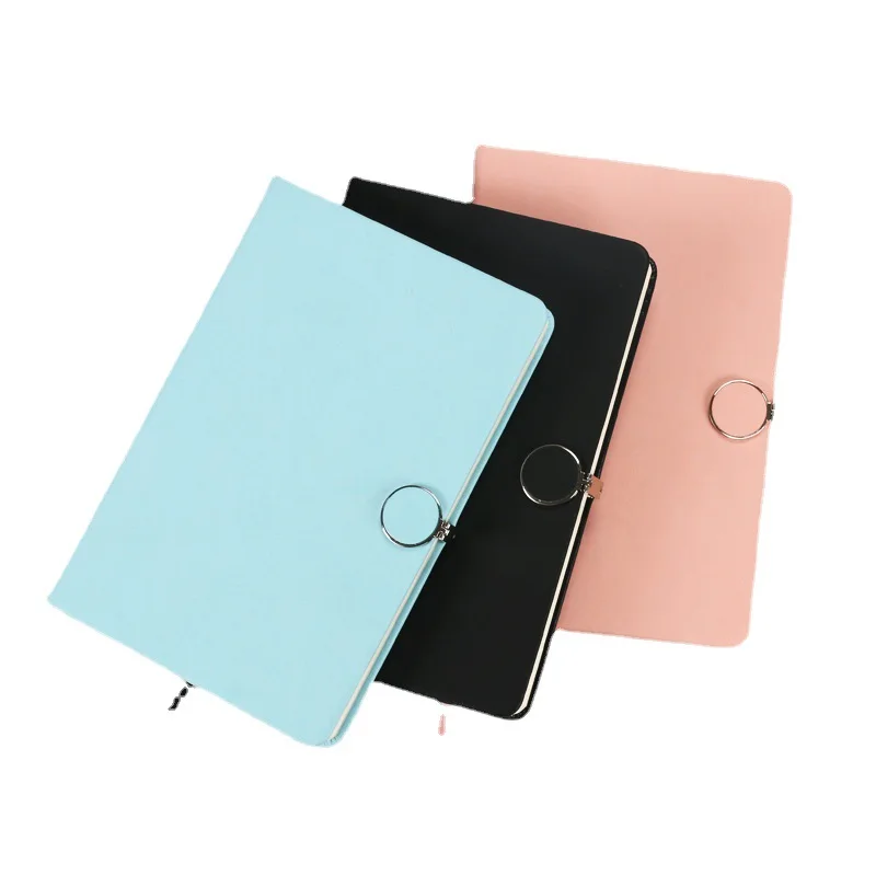 Top Quality Black blue red Color Leather Notebook Journal diary with magnet clip