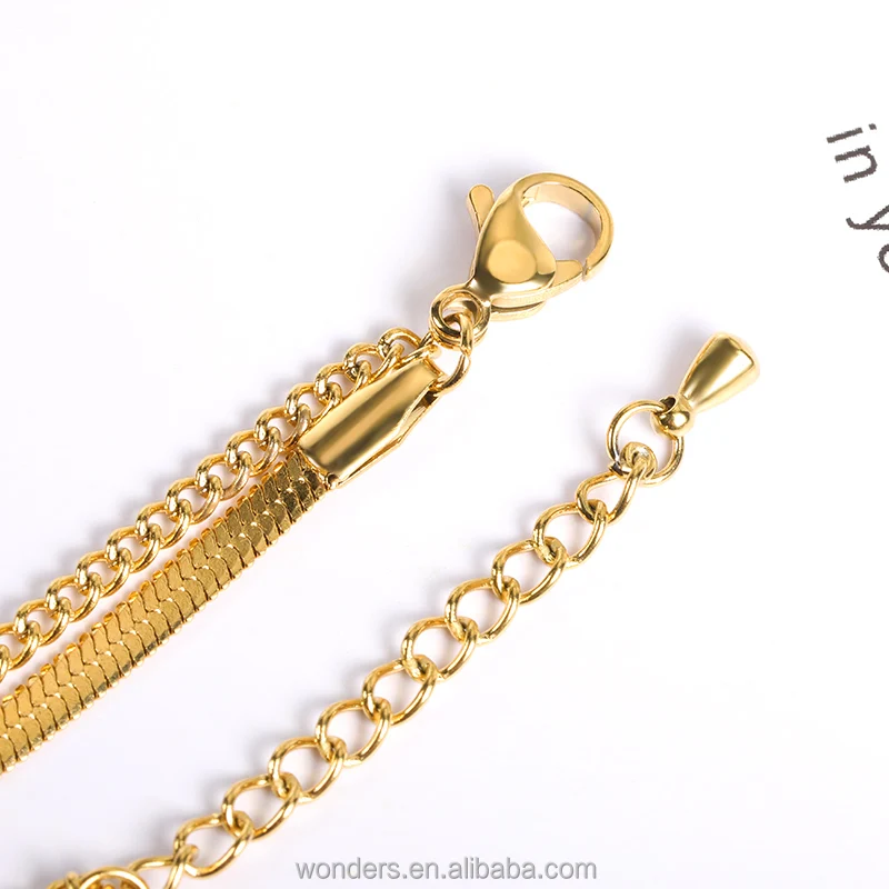 Butterfly Gold Snake Double Chain Bracelet CZ Crystal Decorated Beautiful Wedding Bridal Jewelry