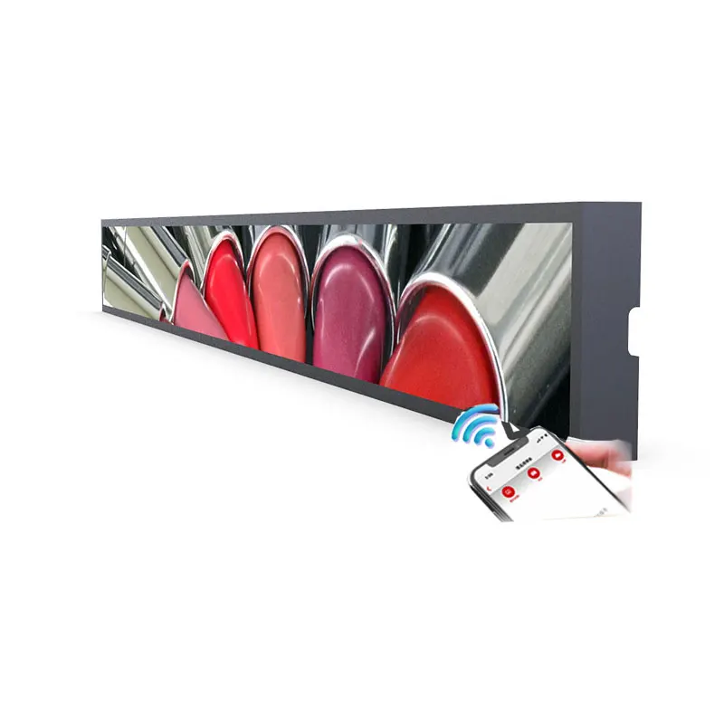 Supermarket advertising kiosk stretched bar lcd 29 inch android 7.1 OS ultra wide touch screen shelf