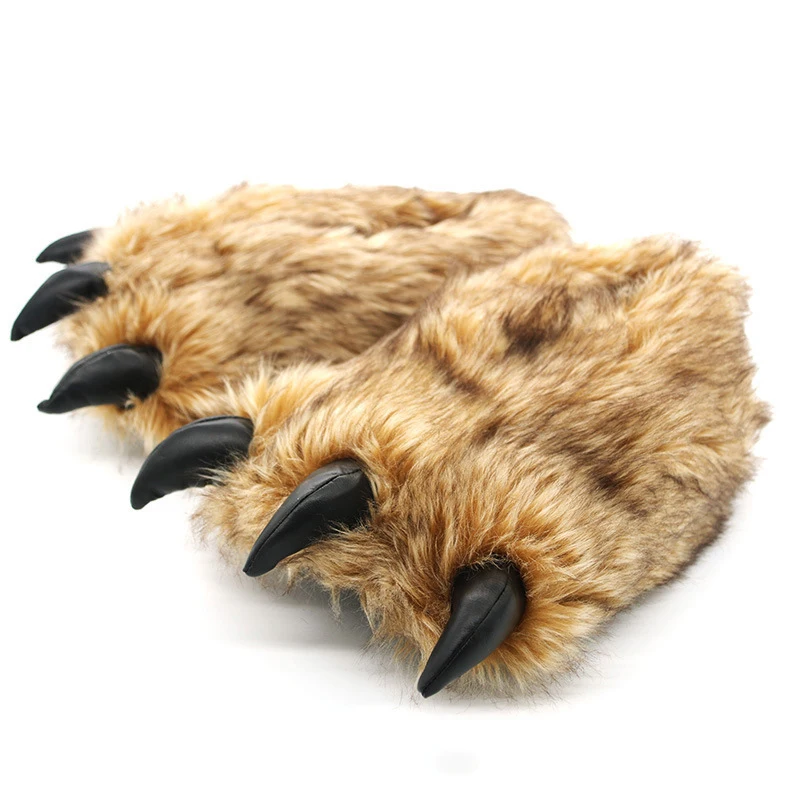 Creative Funny Slipper Man Woman Indoor Fluffy Shoes Animal Soft Slippers 2022 Chunky Warm Bear Paw Slippers Home