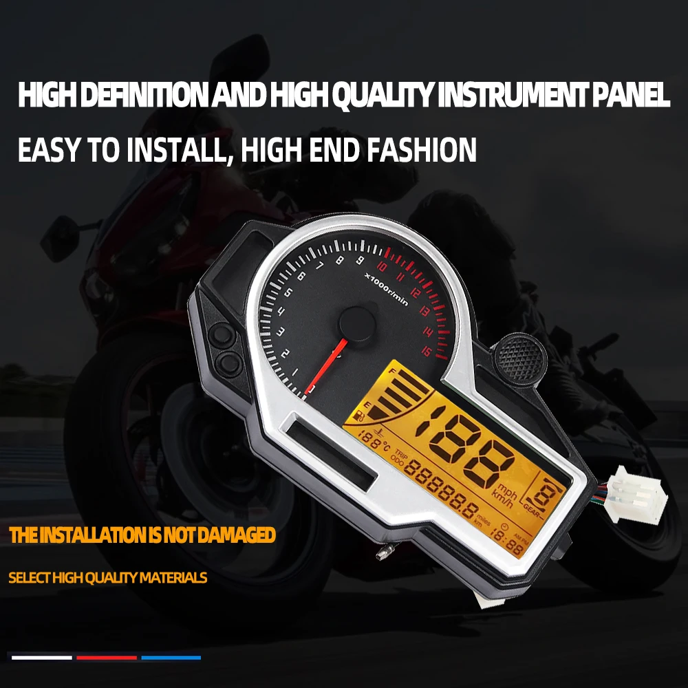 High quality universal Motorcycle Odometer For 2  4 Cylinders  Tachometer ATV LCD Digital Speedometer