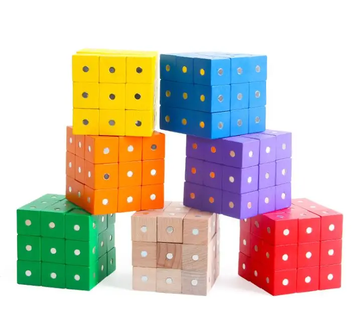 Изготовленные на заказ твердые деревянные магнитные строительные блоки Обучающие игрушки для детей магнитные игрушки (62360332949)