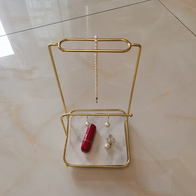 Custom Hanging Jewellery Bracelet Earring Display Stands Rack Holder Marble Base Necklace Jewelry Earrings Displayer With Stand