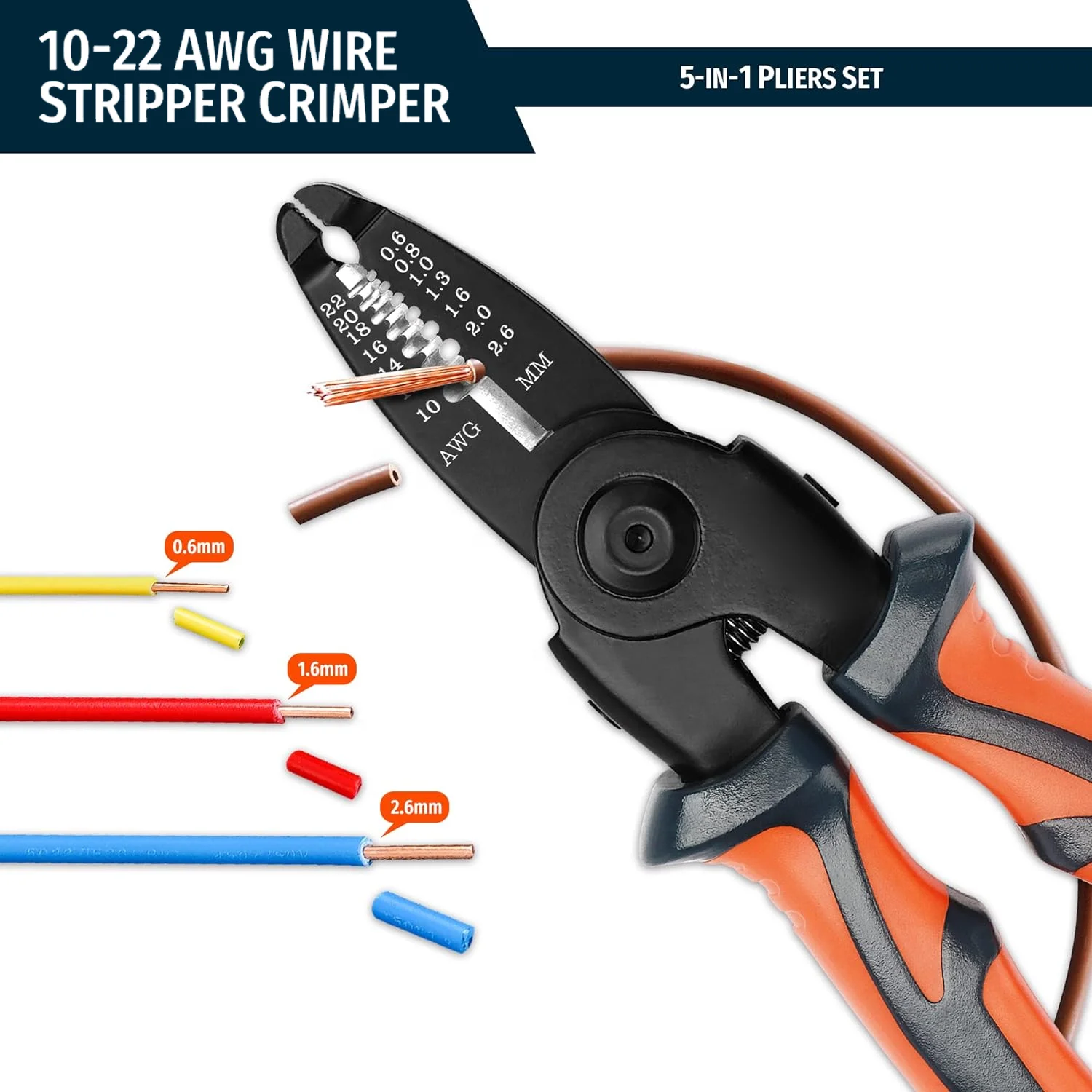 Multipurpose 8 Inch 5 IN 1 Plier Tool Set 1PC Cable Cutters Wire 1PC Stripper 1PC Crimping Plier 1PC Linesman Pliers 1PC Scissor