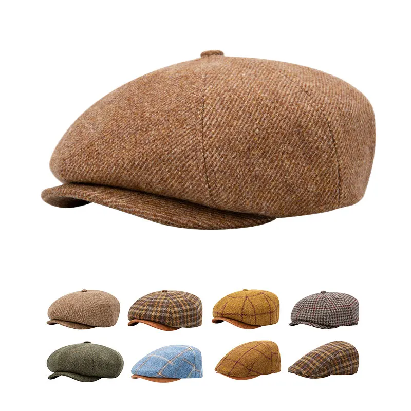 High Quality Mens Classic Design Retro Driving Hooligan Vintage Ivy Newsboy Irish Flat Caps Baker Boy Tweed Cabbie Golf Hat