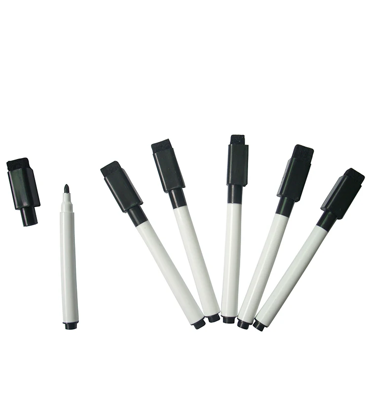 High quality 11*1cm black ink whiteboard marker pen with Hair brush