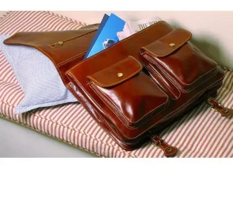 vintage crazy horse leather 18 inch pad genuine leather men anti theft shoulder messenger bag with many pockets