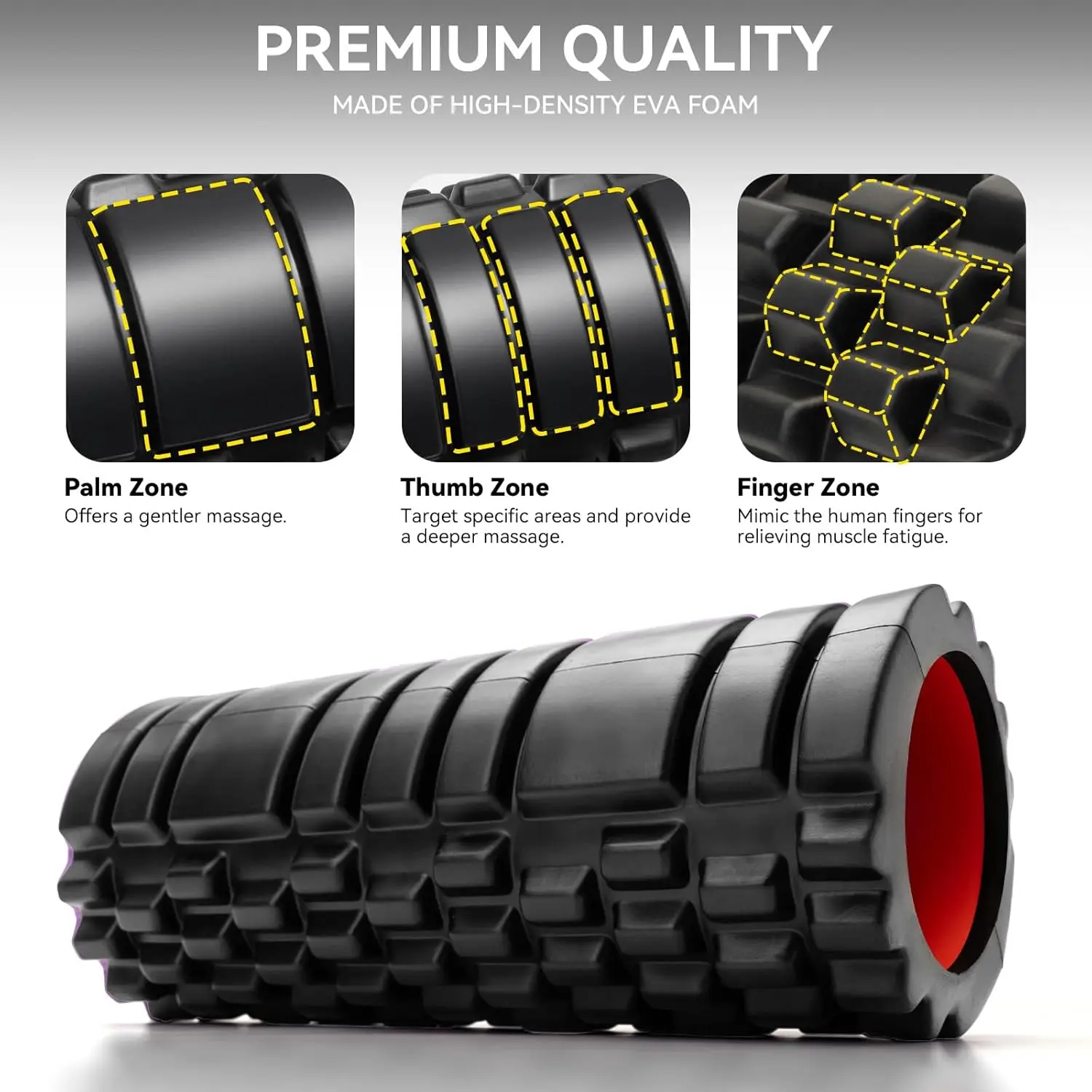Wellshow Sport Foam Roller  Medium Density Deep Tissue Massager for Muscle Massage and Myofascial  Point Release