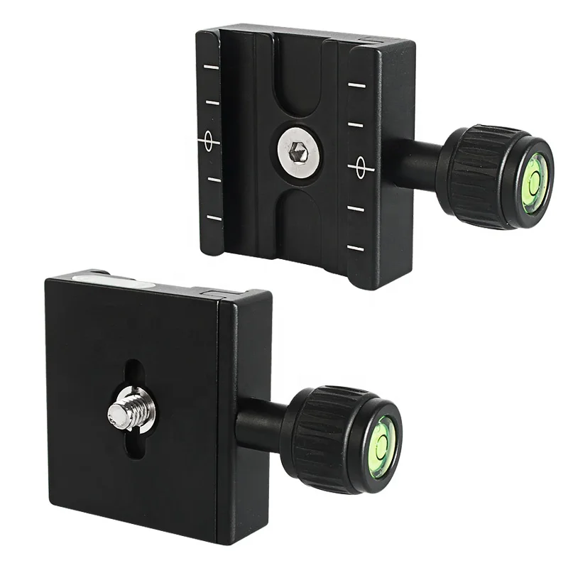 BEXIN QR-50 Quick Release Plate Clamp Camera Base Adapter Tripod Connection Accessory Aluminum Black with Level for Digital SLR