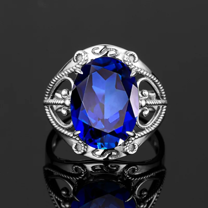 Fashion 925 Sterling Silver Rings Fine  Gemstone Sapphire  Rings Wedding Party custom ring sterling silver