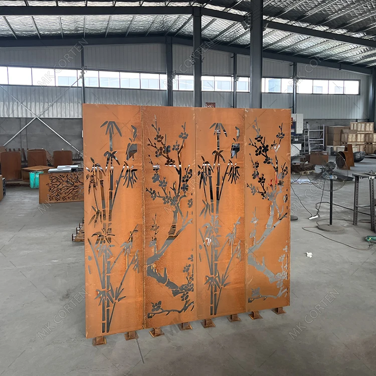 Custom Privacy Screen Panel Black Laser Cut Decorative Metal Corten Steel Balcony Screen Privacy Screens