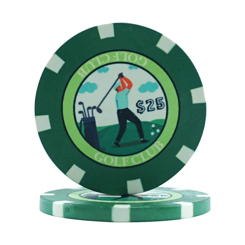 Customized 39mm Ceramic Golf Poker Chips Professional Casino Accessories Texas Blackjack Poker Game Chip Coins