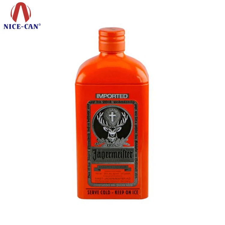 Nice-can Factory Wine Bottle Shape Tin Box Custom Printed Metal Tin Beverage Bottle Alcohol Whisky Tin Can