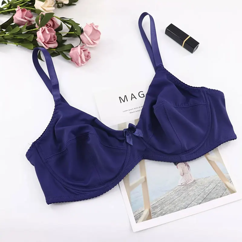 Women Comfort Bras V-neck Full Coverage No Padding Underwire Minimizer Bra C D Cup Unline Plus Size 36D 38D 40D 42D Bra