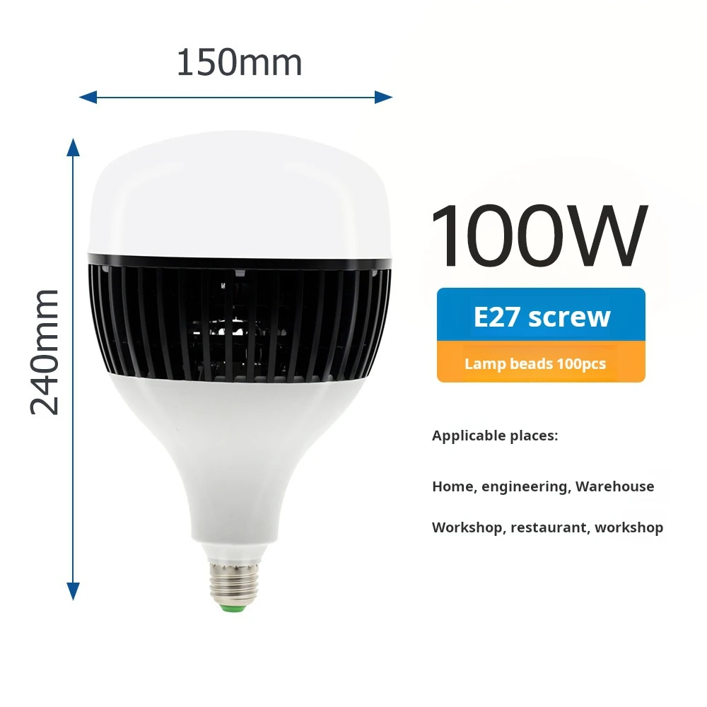 High Power LED Bulb,Daylight White 6500k LED High Watt Light Bulb Indoor Living Room Garage Warehouse Super Bright Lighting Lamp