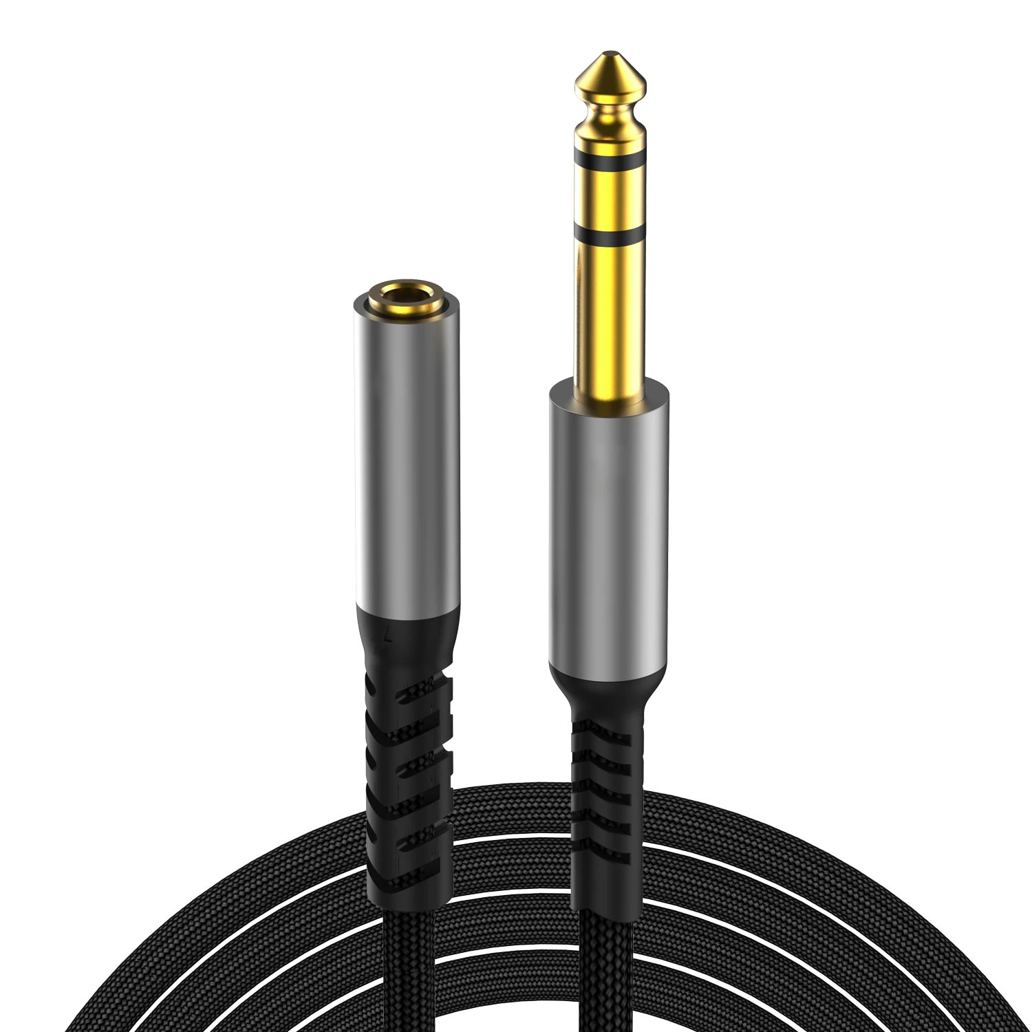 OEM  ODM RTS Gold Plated Nylon Braided 3.5MM To 6.35MM Mono Cable 3.5MM TRS Plug To 6.35MM Stereo Audio Cable