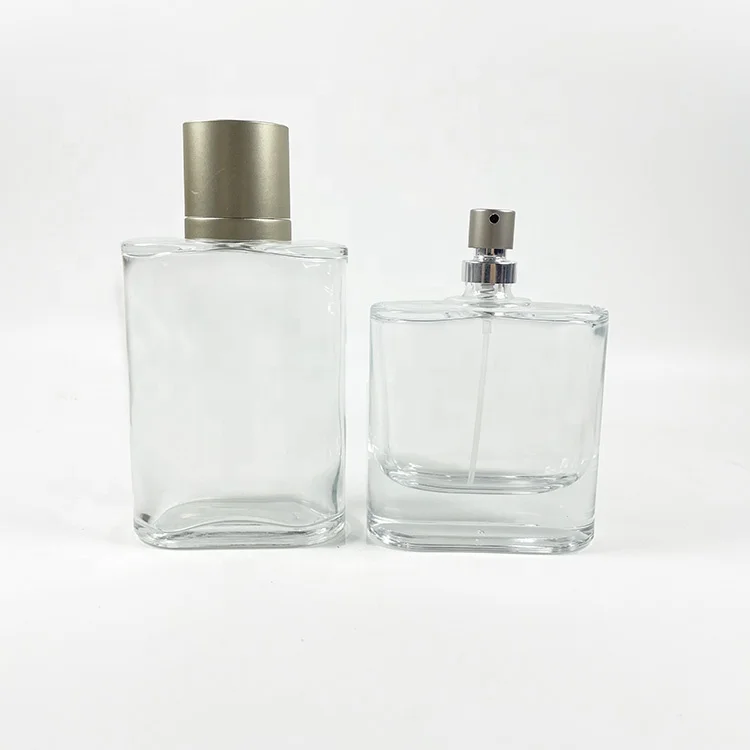 highend 30ml 50ml  100ml flat round perfume bottle empty spray perfume glass  bottle refillable perfume bottle with matched lid