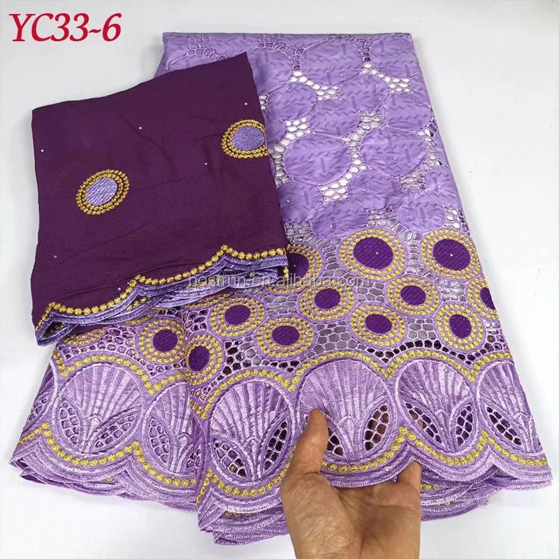 Африканская богатая ткань YC33 bazin, хлопчатобумажная кружевная ткань, 5 + 2 ярда, швейцарская вуаль в Швейцарии, Дубай