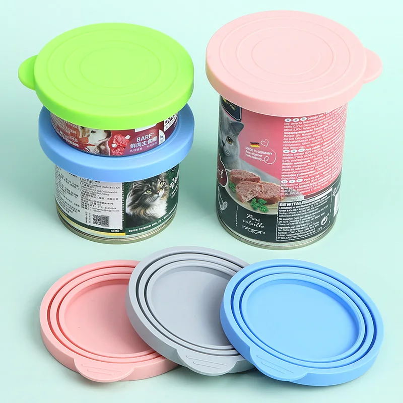 Hot Selling Custom Bpa Free Universal Reusable Seal Heat Storage Container Cover Pet Dog Cat Food Silicon Lid Silicone Can Cover
