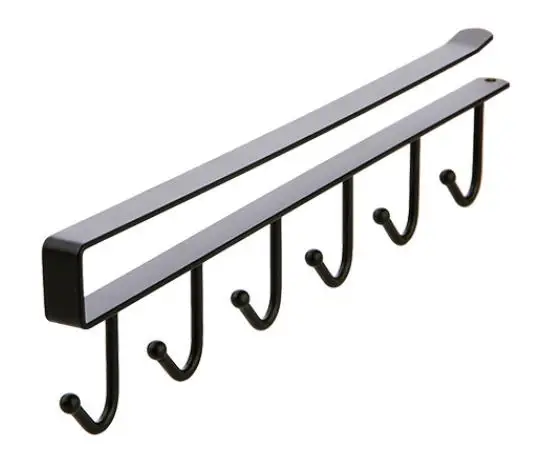 Single-Tier Multifunctional Metal under Cabinet Hanger Coffee Tea Mug Cup Rack Holder with Hook Installation Type