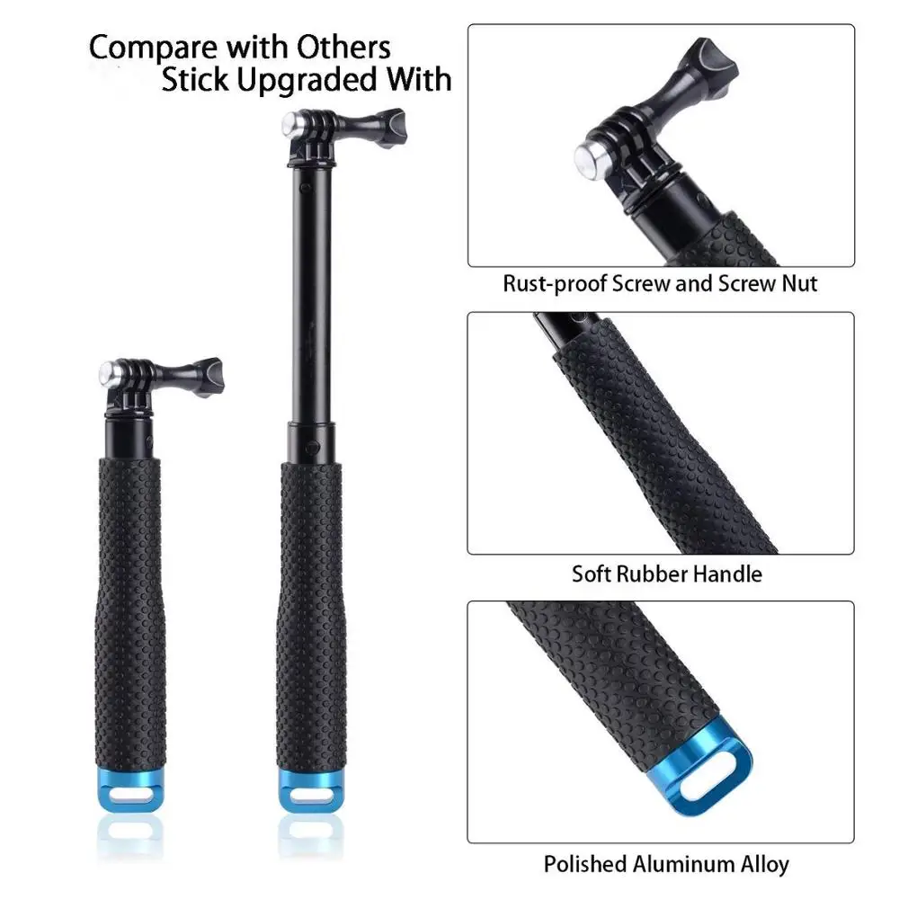 Factory Direct Wholesale Waterproof Handheld SP 19 inch Extendable Selfie Stick Monopod for Go pro Cameras