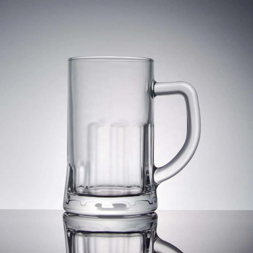 Wholesale promotion decal printing logo beer mug glass cup with handle sublimation thick glass beer mug