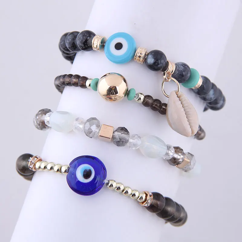 WY080926149 Multi layer eye bangles hot sale bracelet the latest style rhinestone beads bracelet