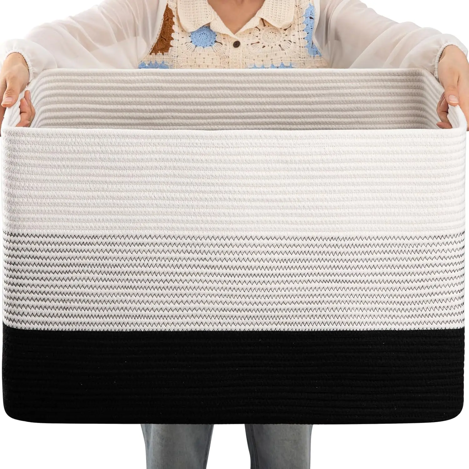Xinyide Premium Quality Large Capacity Woven Cotton Rope Basket Baby Laundry Basket With Handle for Diapers And Toy