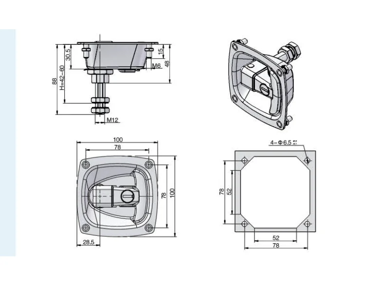 camper trailer door latch truck toolbox MS858-1 cabinet door lock for industrial box for flat plane lock paddle latch large