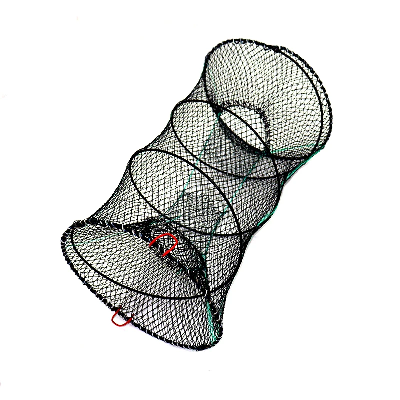 2024 Wholesale Spring Cage PE Nylon Net Folding Plastic Coated Fish Cage Shrimp Crab Lobster Trap