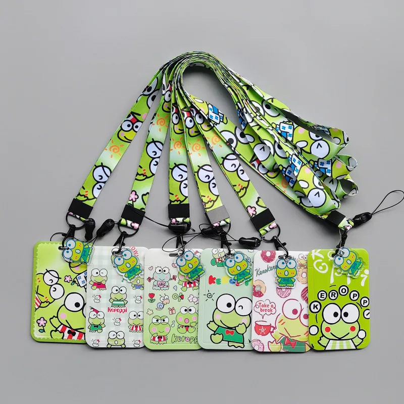 Anti-Lost Lovely Cartoon Keroppi Student ID Card Holder Custom Lanyards Campus Plastic Card Cover Worker USB Pendant Card Cover