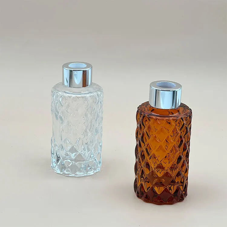 Luxury empty 100 ml brown bottle high quality black white pattern aroma glass reed diffuser bottle