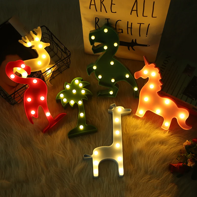 Cool Dinosaur Shaped Wall Stand Decor Led Marquee Sign for Boys Kid Gift Night Lamp Indoor Birthday Wedding Party Decoration