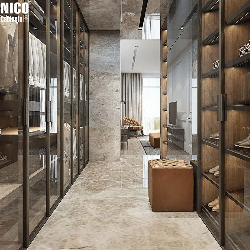 NICOCABINET Luxury Modern Classic Design Spacious Storage Multifunctional Compartments LED Lighting Walk-In Wardrobe