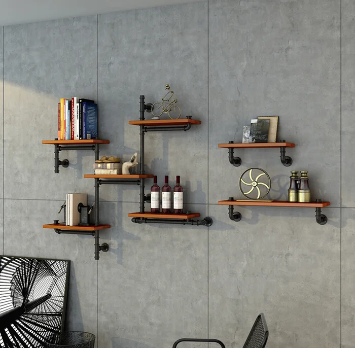 industrial shelving pipe shelf 3-tier black color pipe fitting wall shelf bracket pipe bracket in china