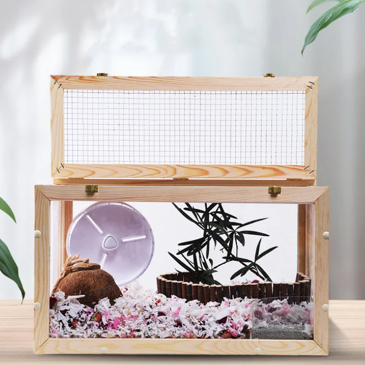 
Meeno Eco-friendly Pet Cage Transparent Large Wooden Hamster Cage 