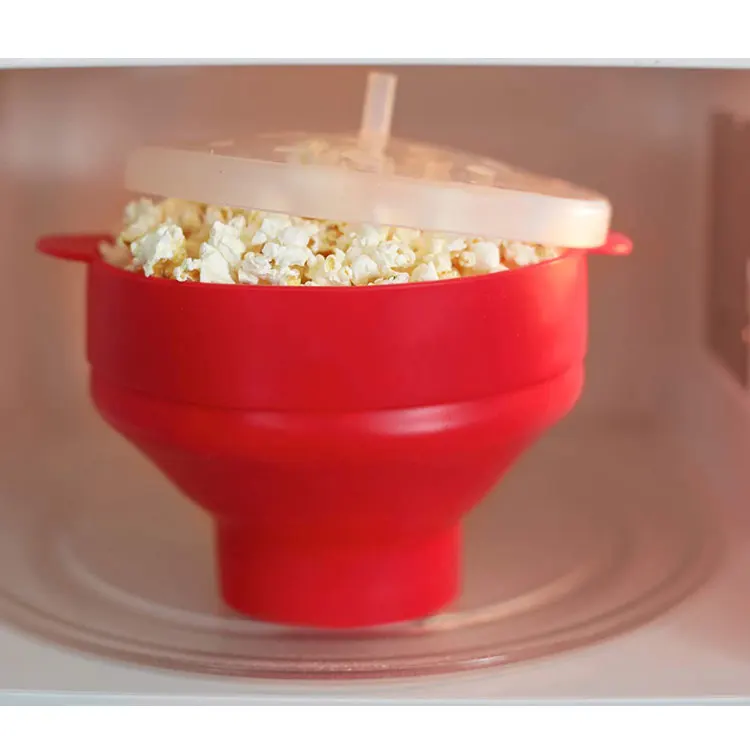 Silicone Microwave Popcorn Popper With Cover Collapsible Bowl Popcorn Making Quick and Easy Popcorn Making Bowl